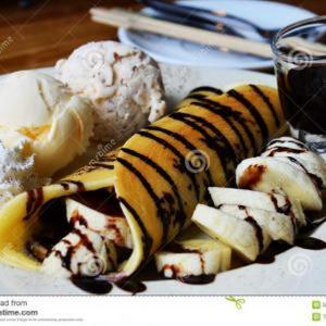 Glace vanille bourbon banane custard choco noisette chantilly